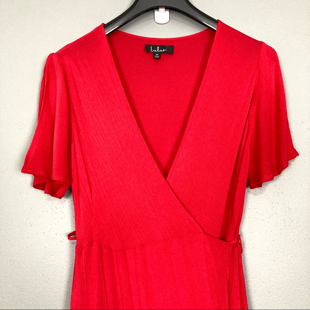 Lulu’s Much Obliged Maxi Wrap Dress M RED Great Condition - Picture 5 of 10